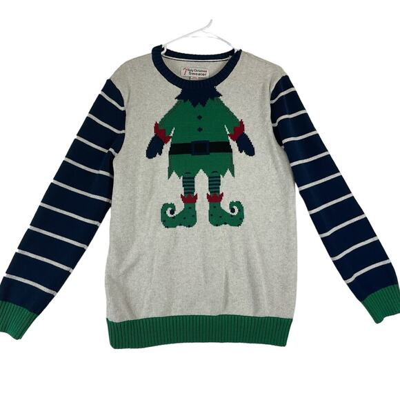Ugly Christmas Sweater Elf Holiday Funny Cute Knit Sweater unisex Medium 0645 - Picture 1 of 6